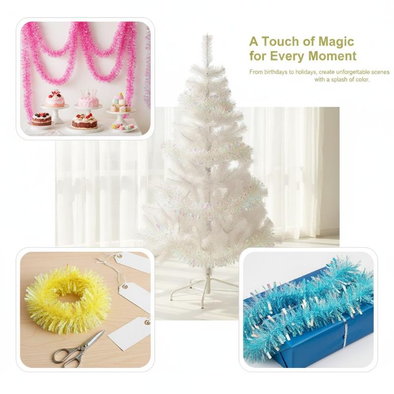 Light Green Iridescent Hologra - Tinsel Garland Decoration 评论和价格
