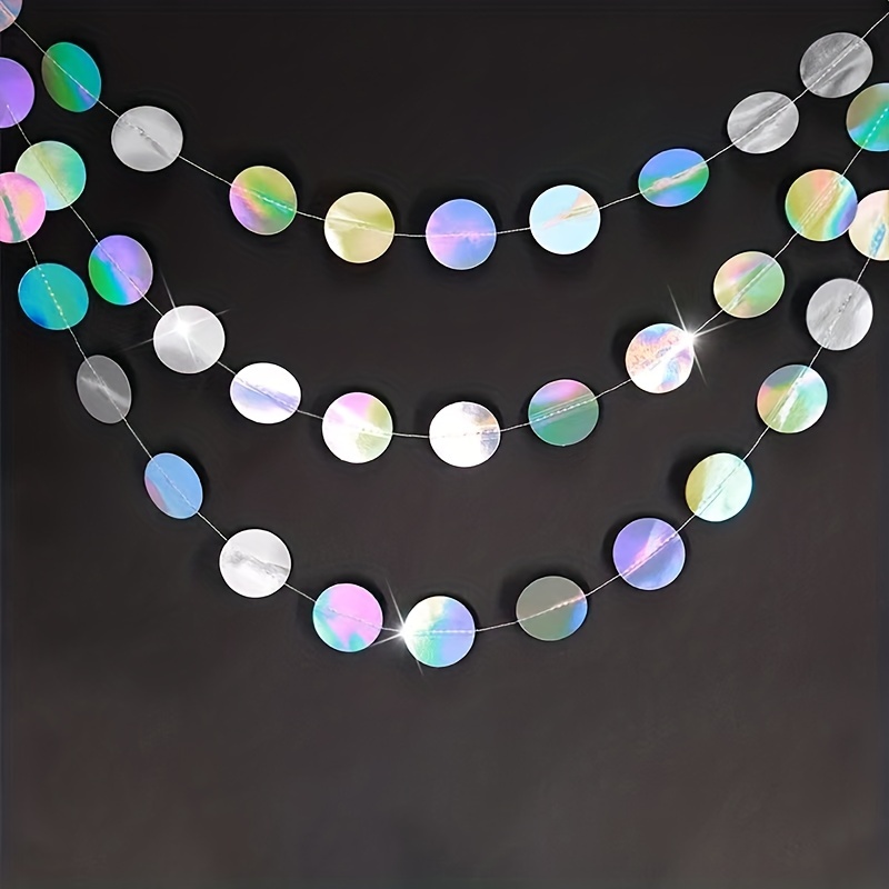 1pc Shimmering Iridescent Circ - Tinsel Garland Decoration 评论和价格