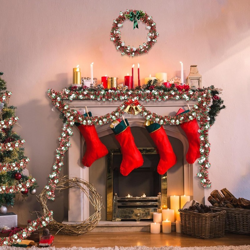 2M Red Green Christmas Tinsel  - Tinsel Garland Decoration 评论和价格