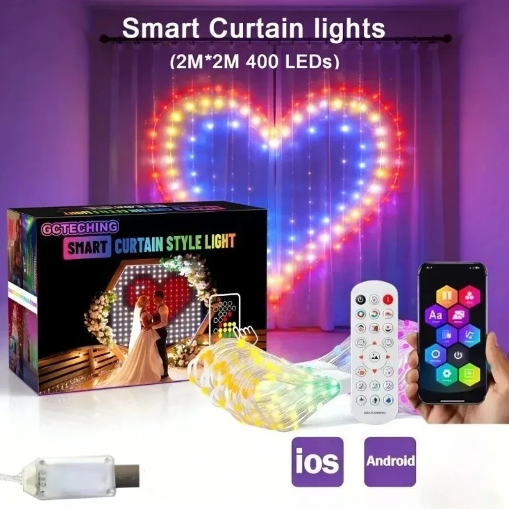 Smart RGB LED Curtain Lights B - Led Fairy String Lights 评论和价格