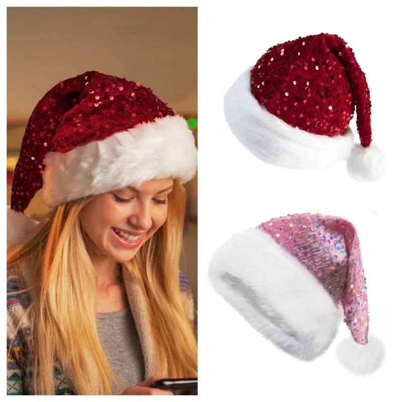 Double-Layer Sequin Christmas  - Santa Hat Plush 评论和价格