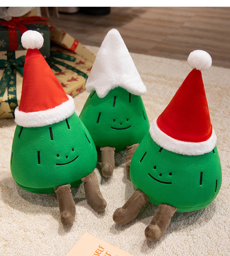 2026 Cartoon Christmas Tree Pl - Santa Hat Plush 评论和价格