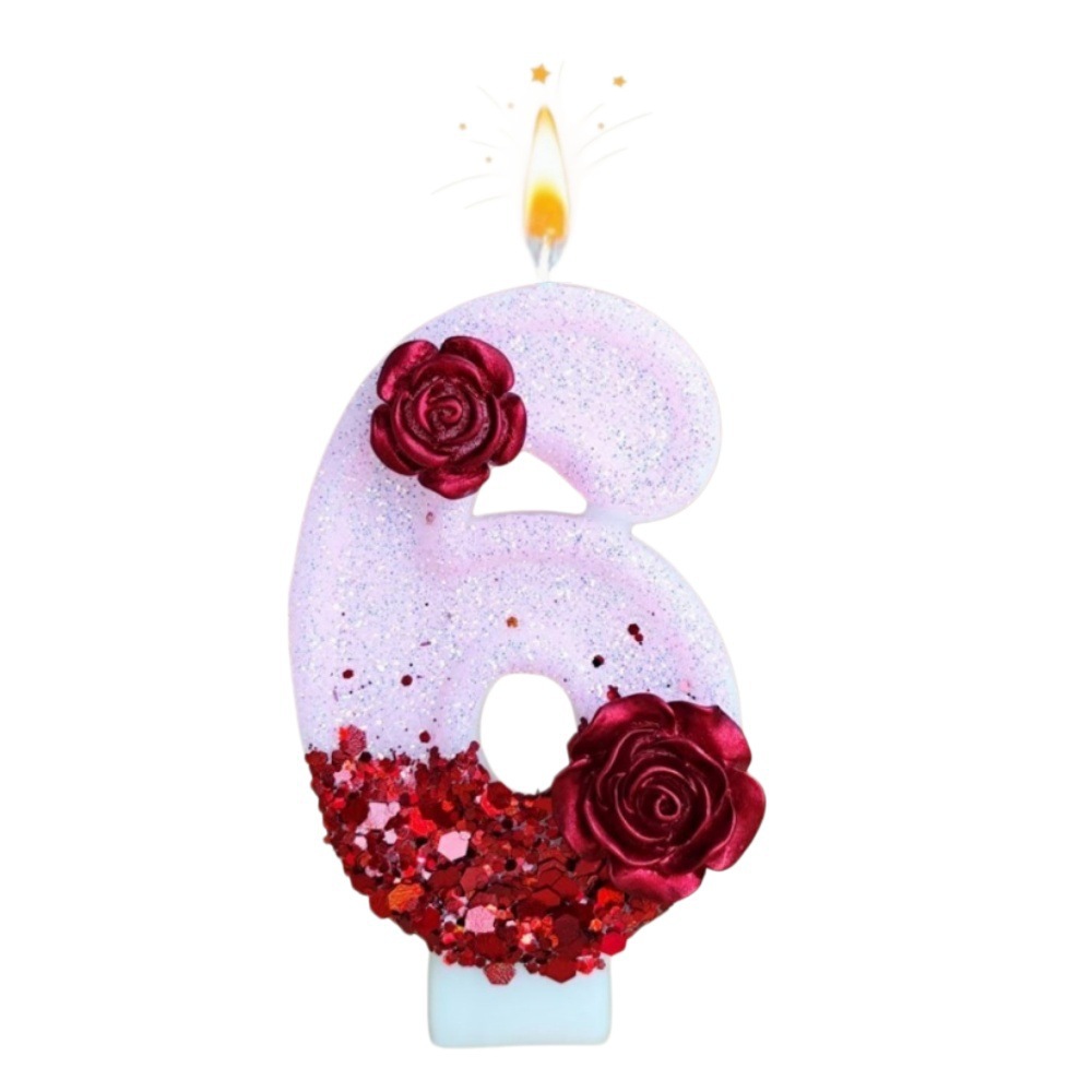 Number Pink Glitter Red Rose F - Holiday Candle Set 评论和价格