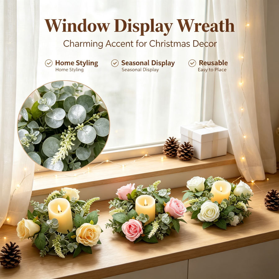 Artificial Rose Wreath Shaped  - Christmas Wreath Fake 评论和价格
